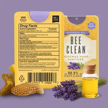 Bee Clean Organic Beeswax Hand Sanitizer - Lavender (1 Individual Spray Pack)