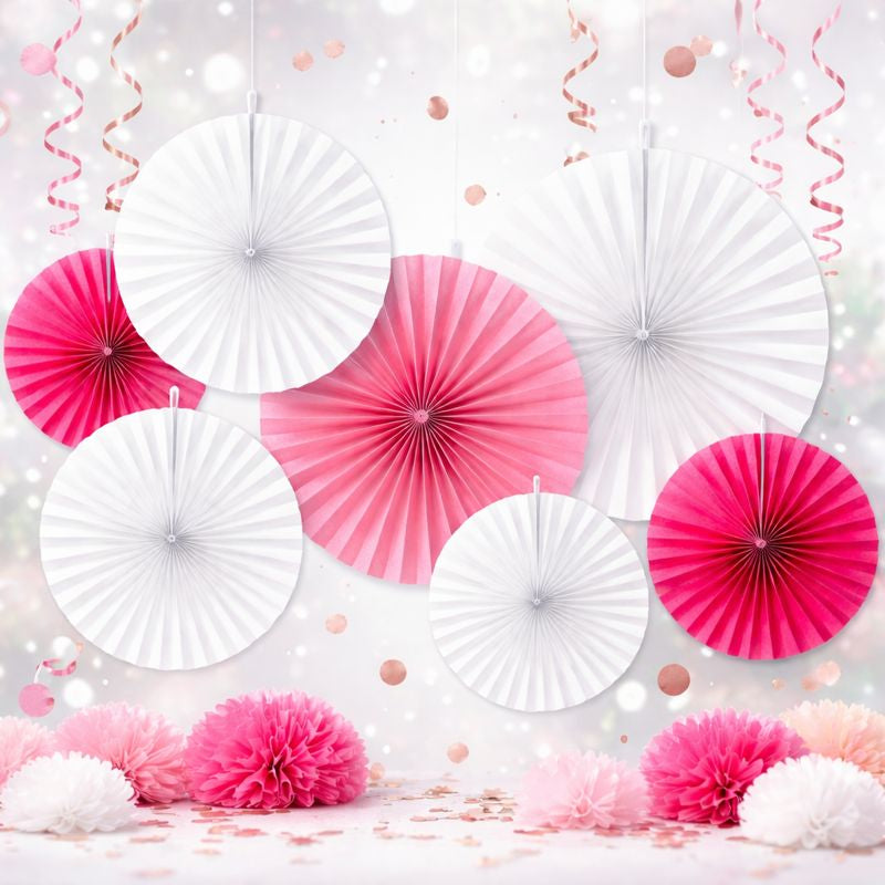 Accordion Paper Fans - White (6 piece set)