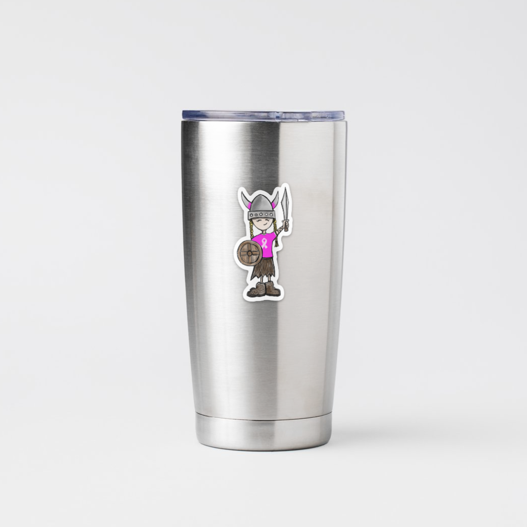 Chica vikinga luchando contra el cáncer | Pegatina de vinilo