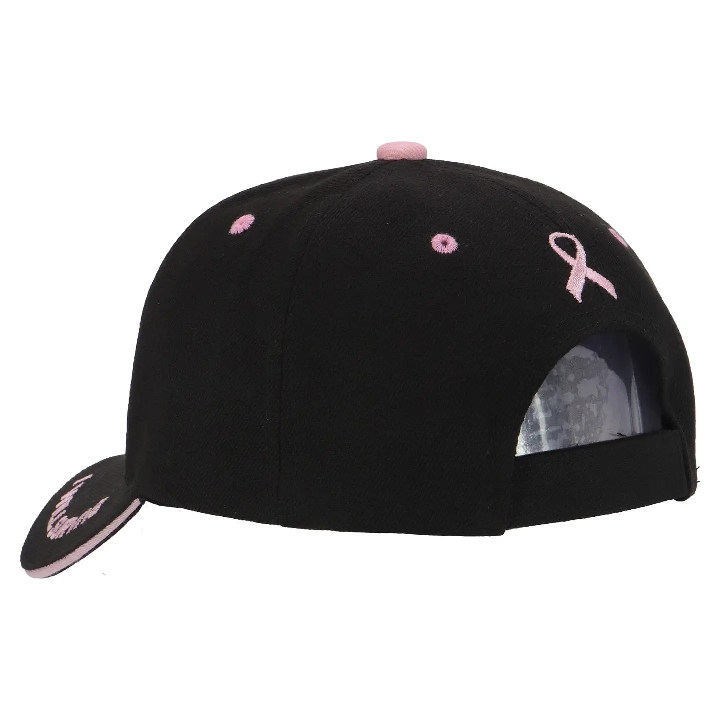 Baseball Cap - Breast Cancer Awareness Ribbon - BLACK