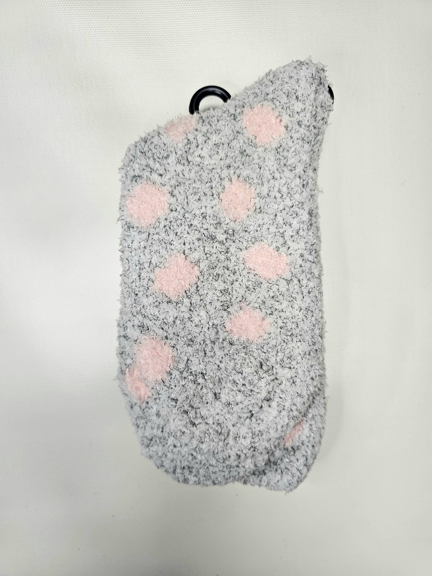 Women’s Cozy Lounge Socks - Gray with Pink Dots