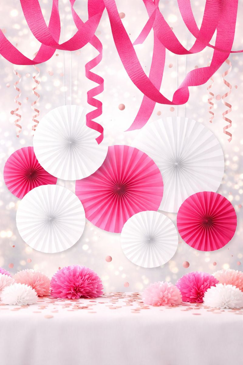 Accordion Paper Fans - White (6 piece set)