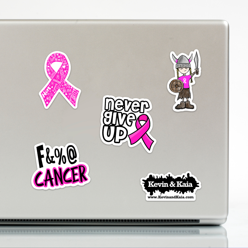 Chica vikinga luchando contra el cáncer | Pegatina de vinilo
