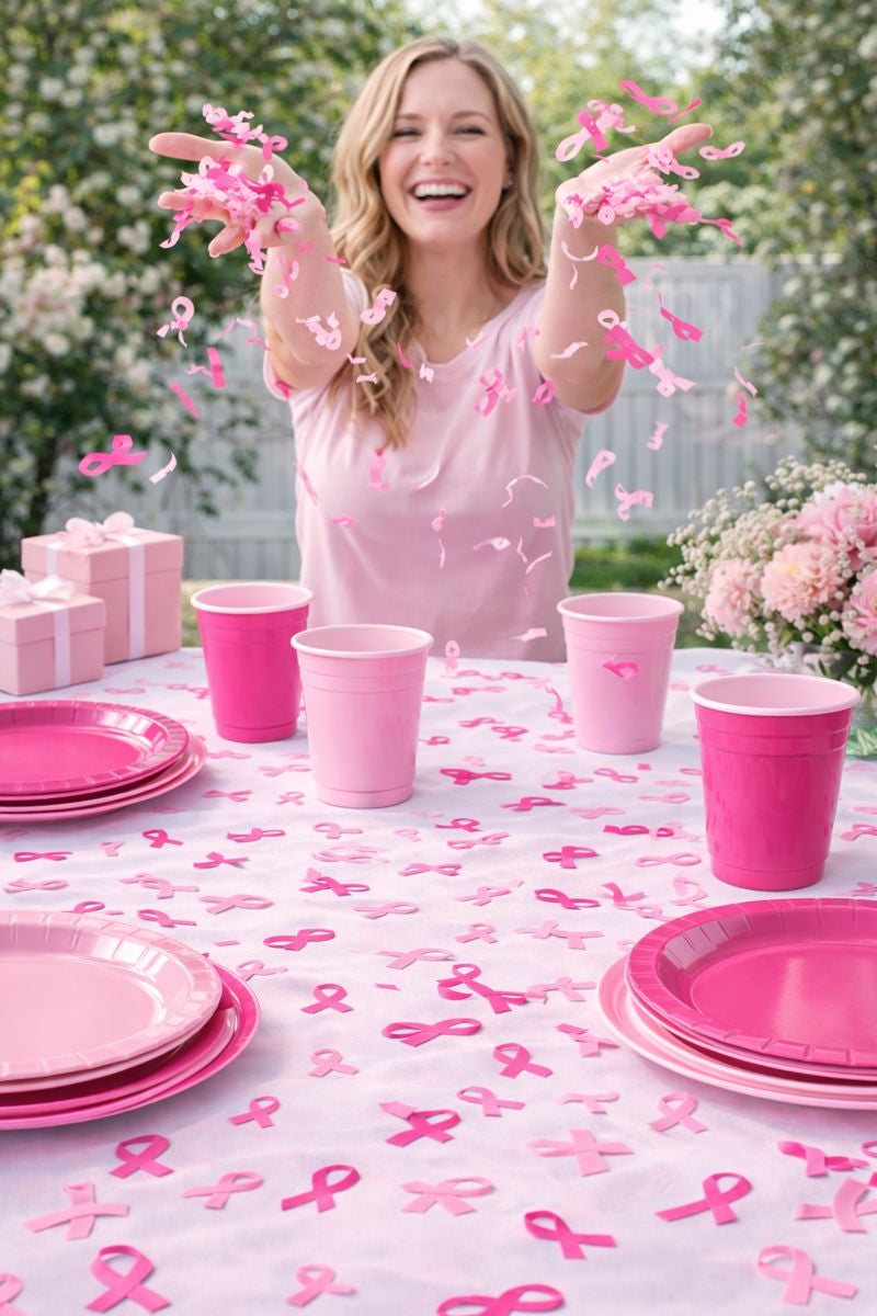 Pink Ribbon Fancy Metallic Confetti (1 pack)