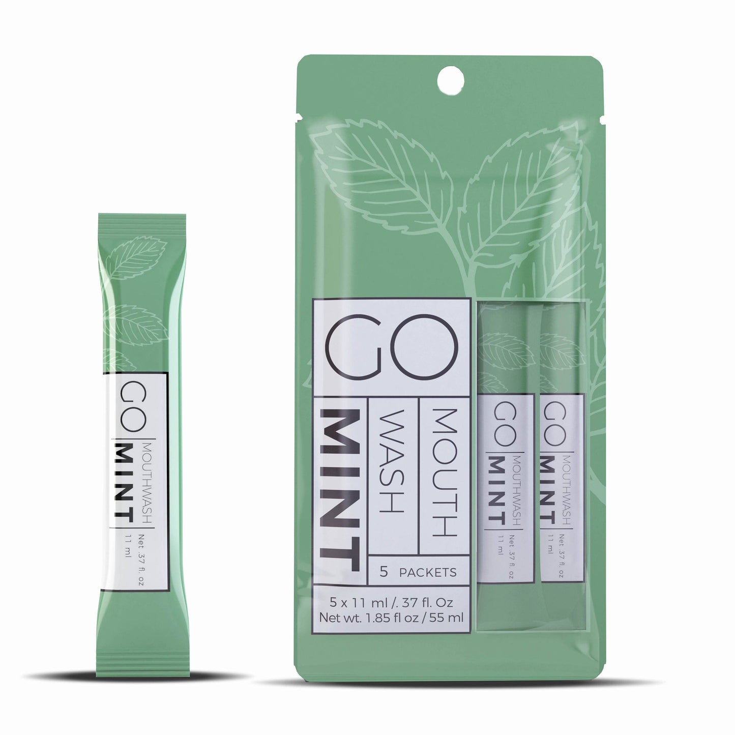 GO Portable Mouthwash (1 Bag - 5 Count Sachets)