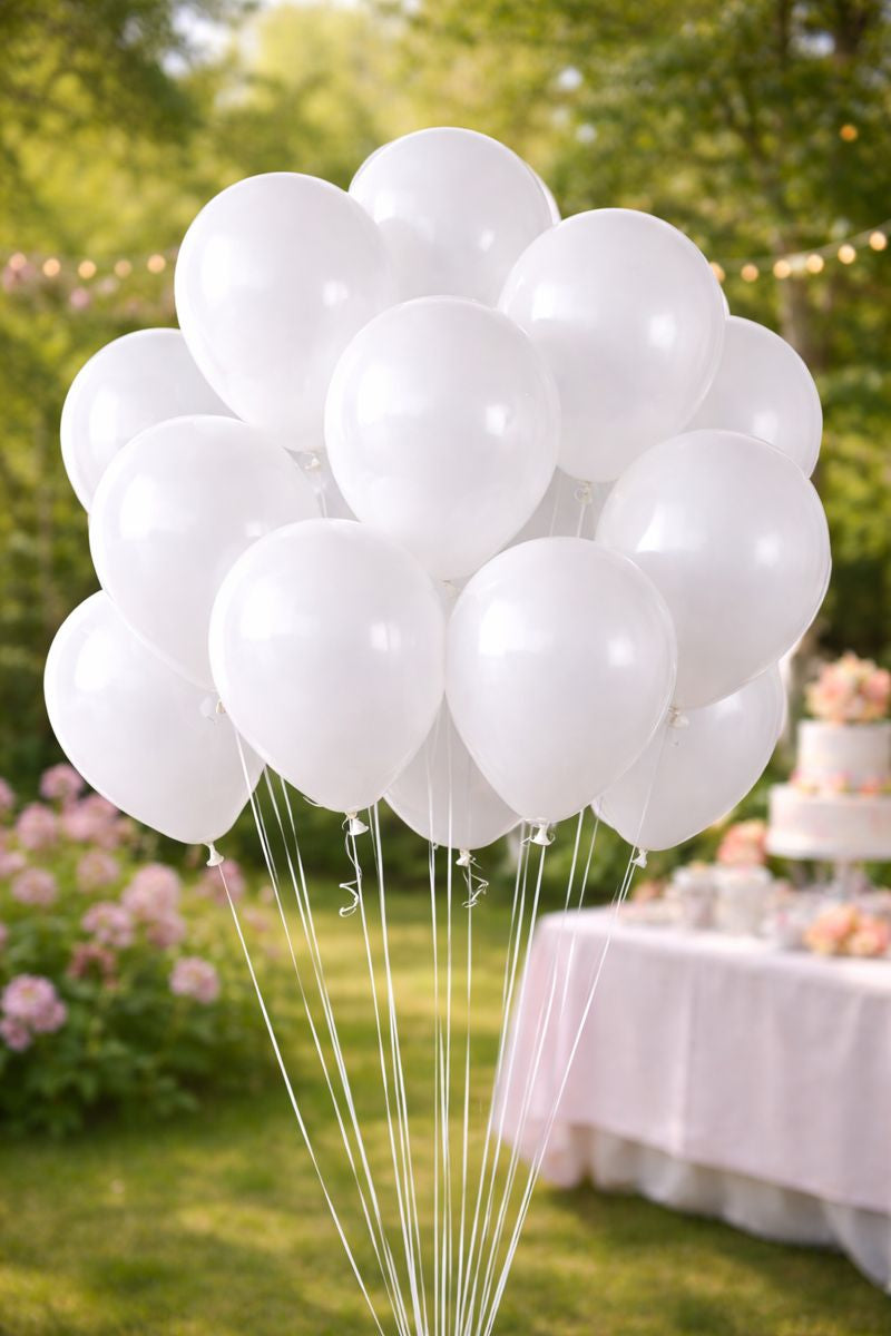 11" Heavyweight Round Latex Balloon WHITE - 15/pk