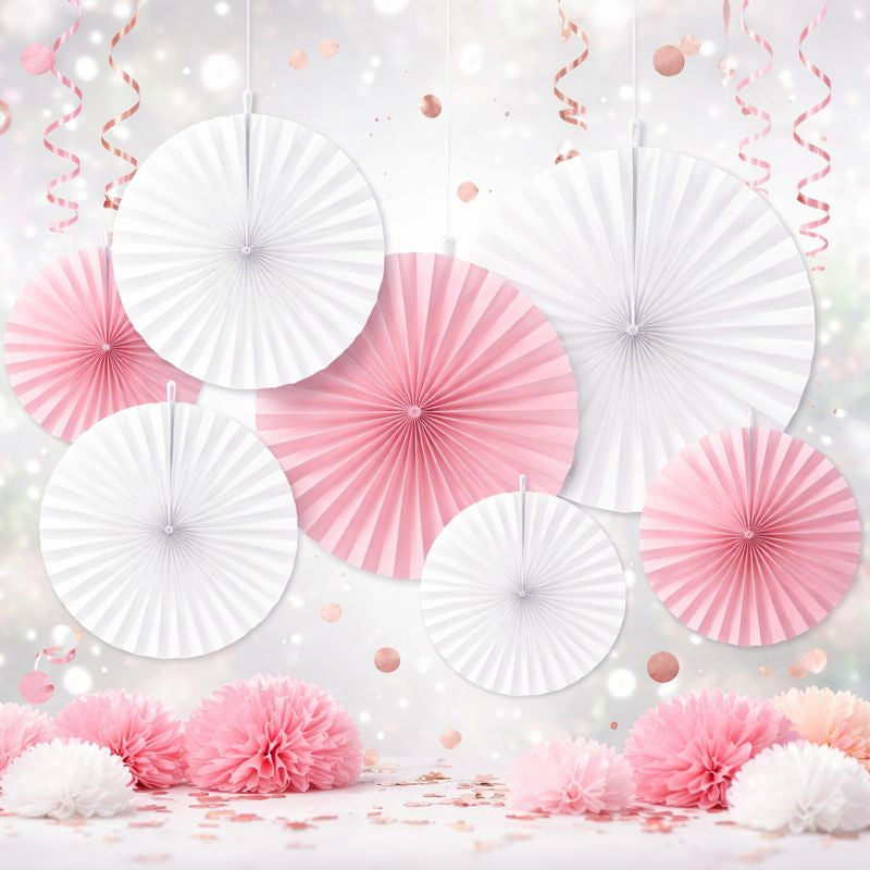 Accordion Paper Fans - White (6 piece set)