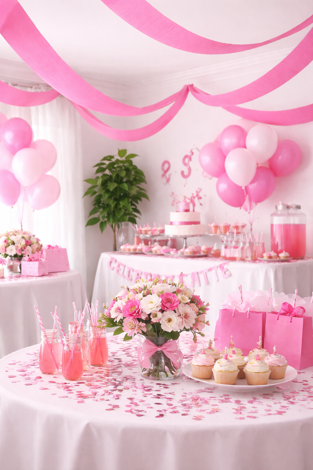 Festive Pink Crepe Streamer (1 roll)