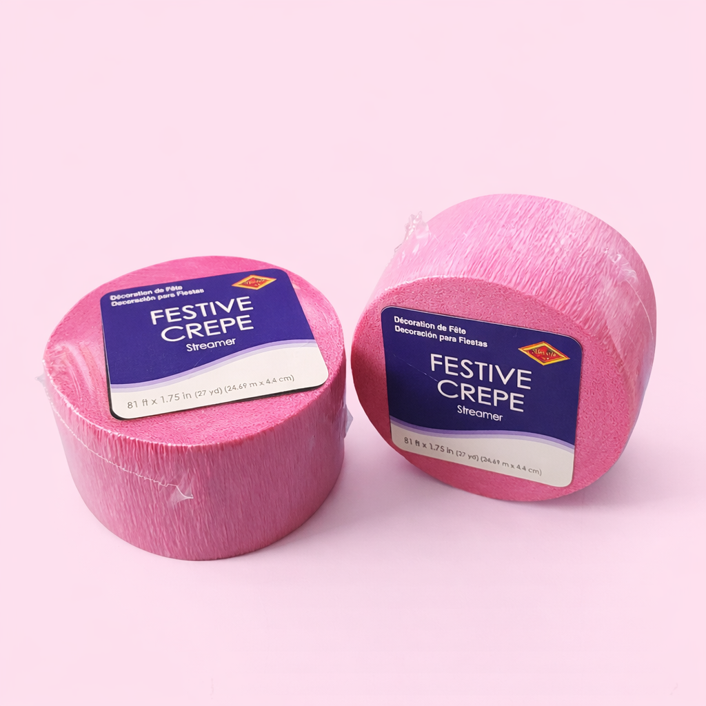 Festive Pink Crepe Streamer (1 roll)