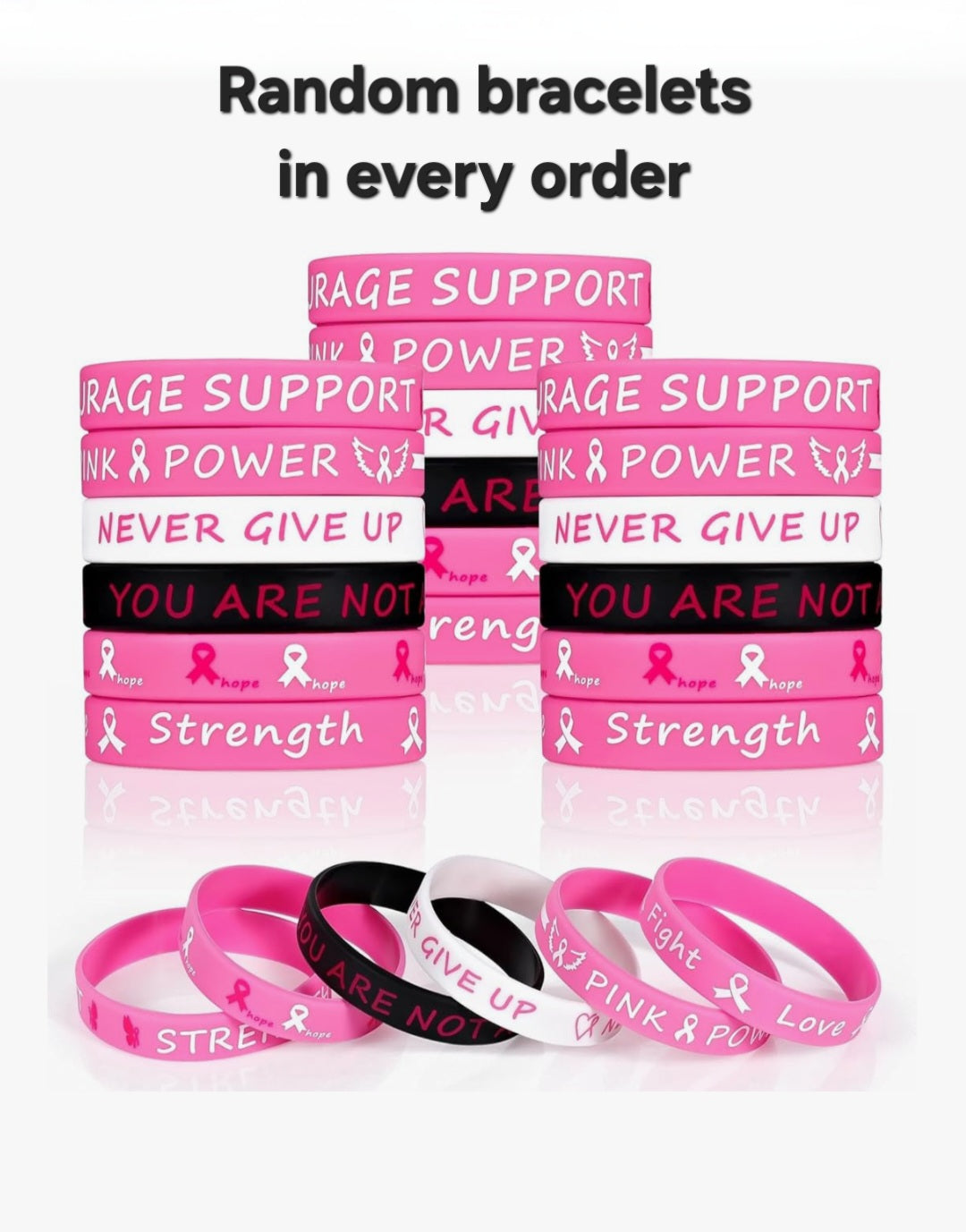 Pink Power Support Bracelet and Pin Set