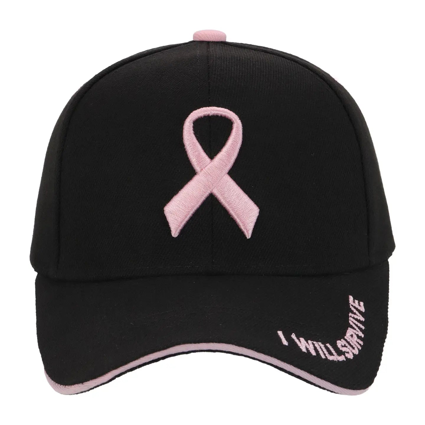 Baseball Cap - Breast Cancer Awareness Ribbon - BLACK