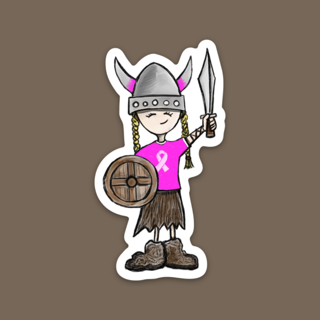 Chica vikinga luchando contra el cáncer | Pegatina de vinilo